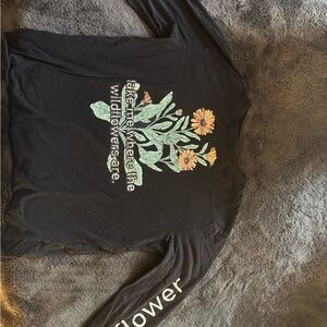 Vibe Black Shirt with Floral Accents